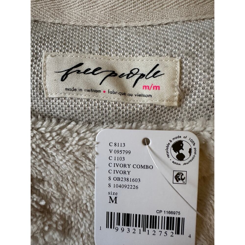 Free People Oversized Romantic Calla Sherpa Pullover Ivory Floral Medium NWT - Picture 11 of 13